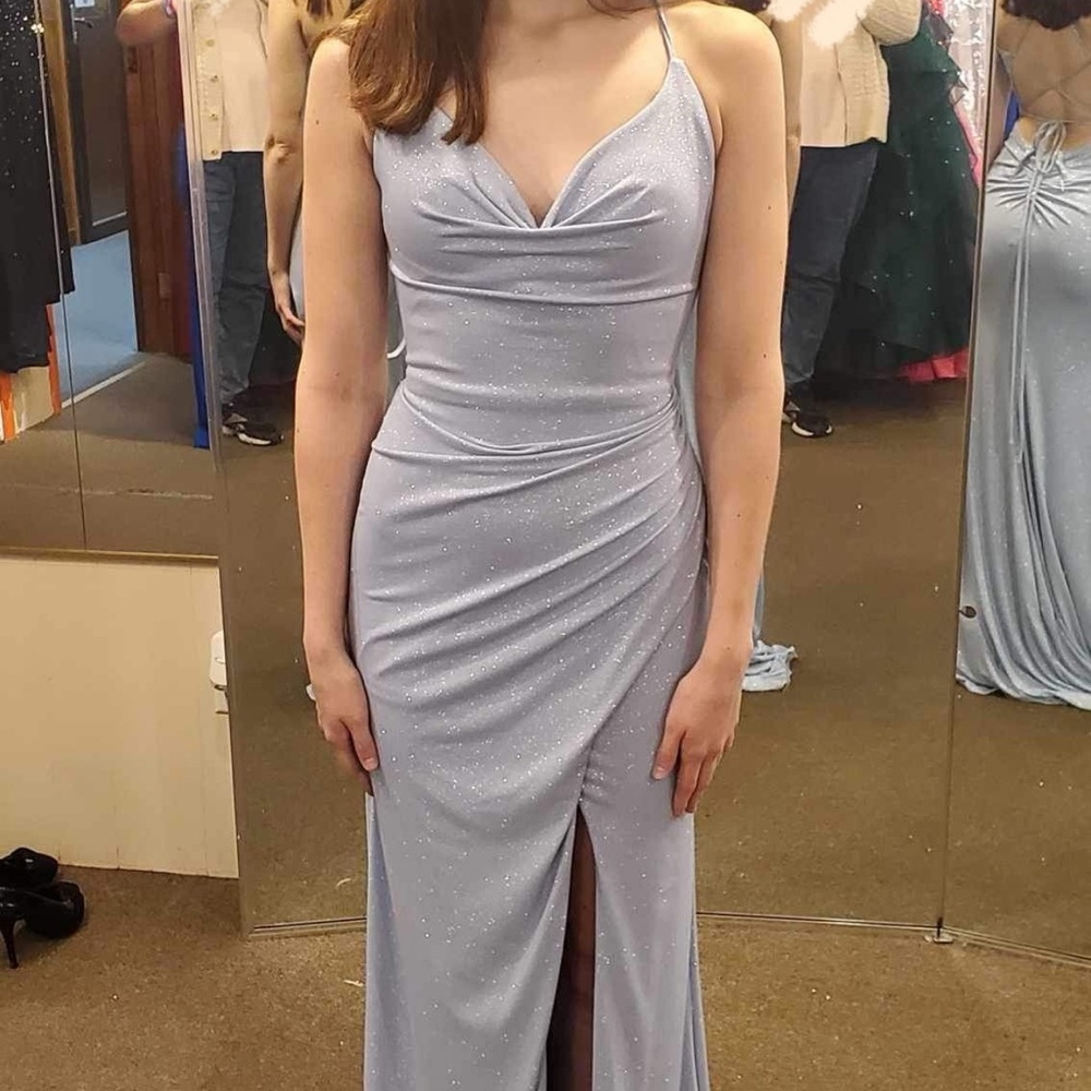 Strapless Sparkling Baby Blue Dress